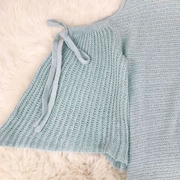 EXPRESS Light Blue Green Cutout‎ Sleeve Sweater Pastel Spring Size Small New - Picture 7 of 13